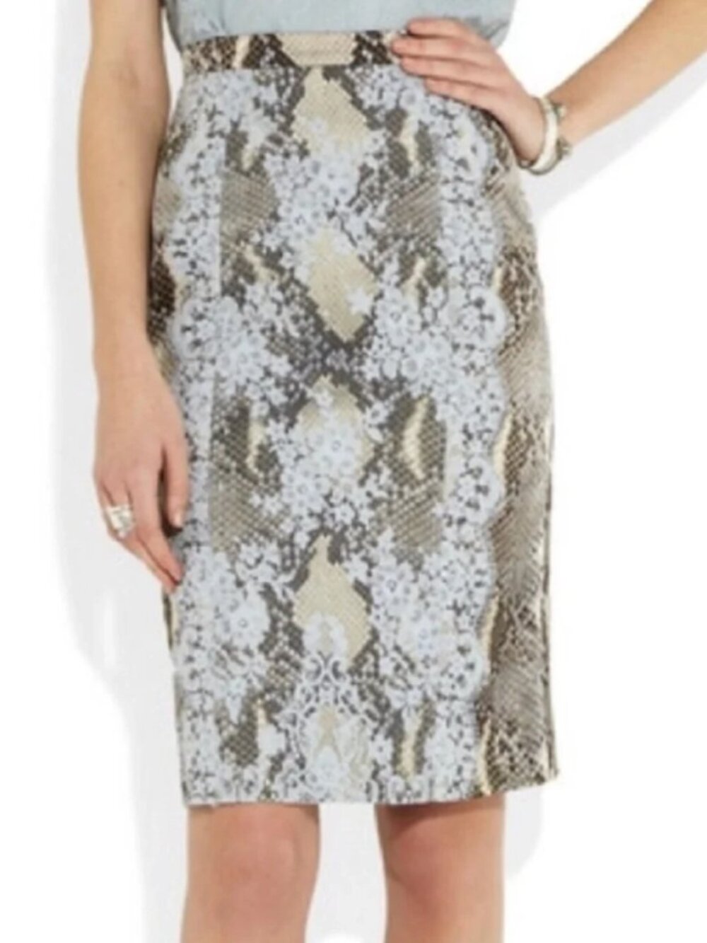 NWOT Erdem Ari Skirt Snakeskin Lace Silk Pencil Knee-length Skirt IT46 $1680